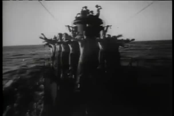 Soldiers Exercising Submarine Deck — Stock Video