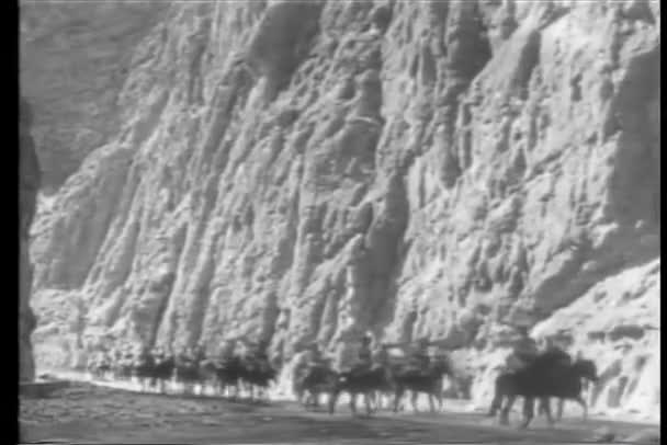 Żołnierze Jazdę Konną Przez Góry — Wideo stockowe