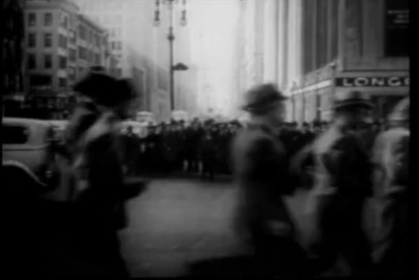 Πολυσύχναστο Δρόμο Της Πόλη Της Νέας Υόρκης Δεκαετία Του 1930 — Αρχείο Βίντεο