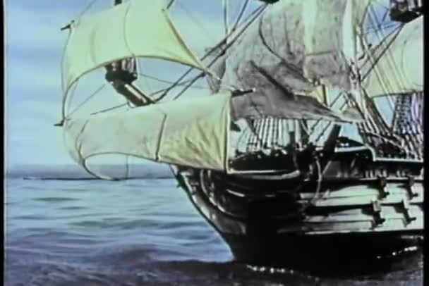 Navire Xixe Siècle Heurtant Roche Sous Marine Chavirant — Video