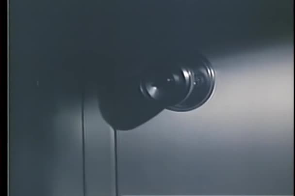 Close Doorknob Turning Someone Tries Break — Stock Video