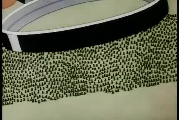 在放大镜下的蚁群的卡通 — 图库视频影像