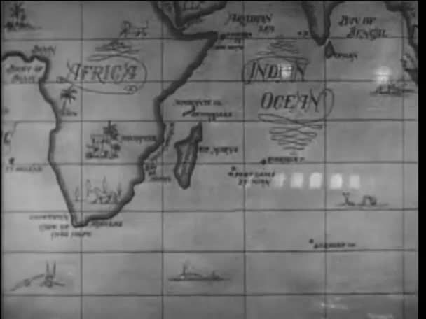 Dissolve 17Th Century Map Africa Ship Open Sea Night Video Clip