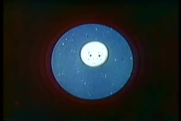 Kreskówka Twarzy Księżyca Przez Otwór — Wideo stockowe