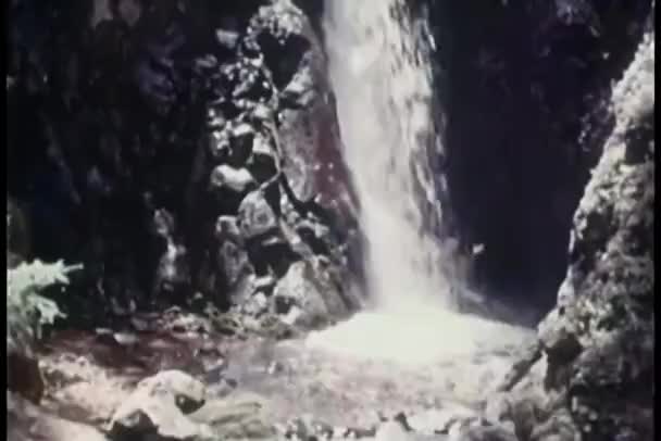 Красивый Ретро Паннинг Водопада — стоковое видео
