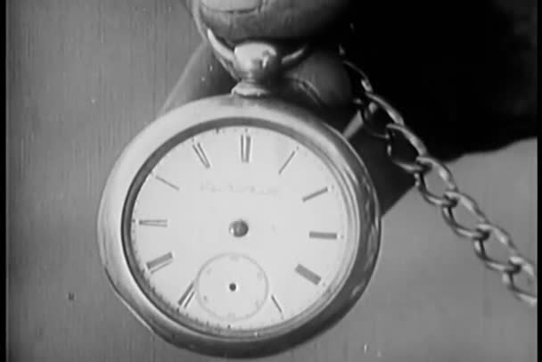 Close Hand Holding Pocket Watch Stock Footage