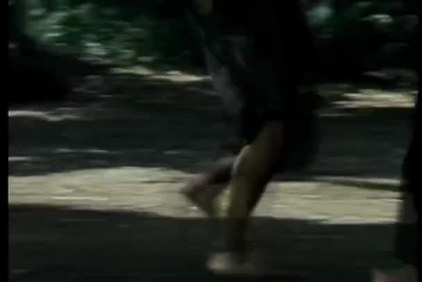 Medium Shot Barefoot Men Engaged Martial Arts Combat — Stock Video