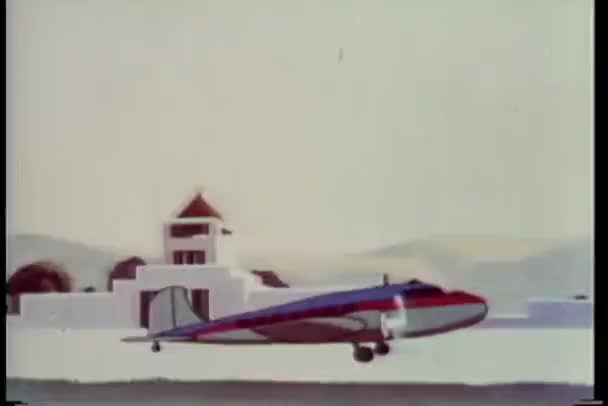 Uçak Karikatürü Kalkıyor — Stok video