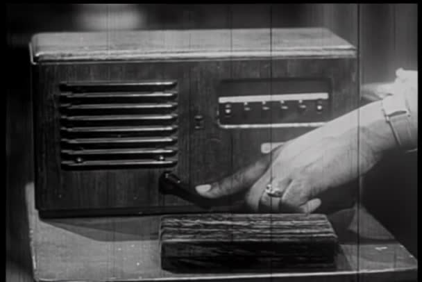Close Man Pushing Handle Old Fashioned Intercom System — Stock Video