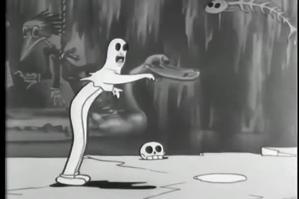 Γελοιογραφία Της Φάντασμα Χορό Και Κάνει Σπονδή — Αρχείο Βίντεο
