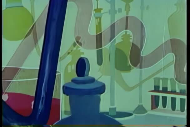 Panning Cartoon Science Laboratory — Stock Video