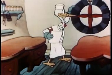 Leyleğin dönen çarkıfelek çizgi filmi ve ikizlerin üzerine iniş.