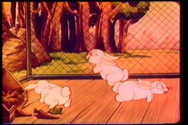 Ekleme makinesi kullanan üç tavşanın çizgi film animasyonu
