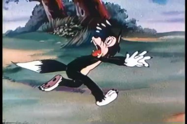 Uçan et satırları tarafından iğnelenmiş kurt çizgi filmi