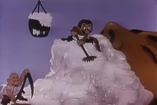 Caricature Deux Hommes Rasant Visage Géant Années 1930 — Video