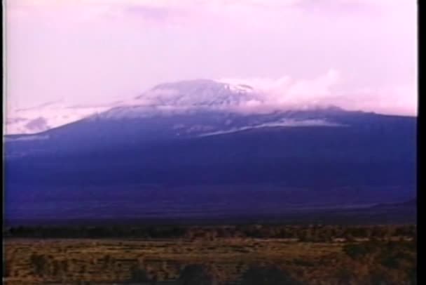 Montage Gunung Kilimanjaro Dan Langit Berawan — Stok Video