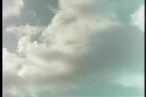 バックグラウンド上の空に対する雷雨のワイドショット — ストック動画