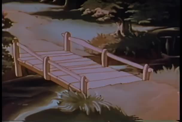 Desenhos Animados Homem Correndo Sobre Ponte Tão Rápido Que Pega — Vídeo de Stock