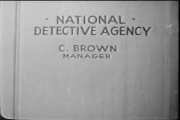 Närbild Nationella Detektiv Byrå Logga Dörr — Stockvideo