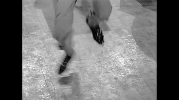 Low Angle View Tap Dancer Performing 1950S — Stock Video