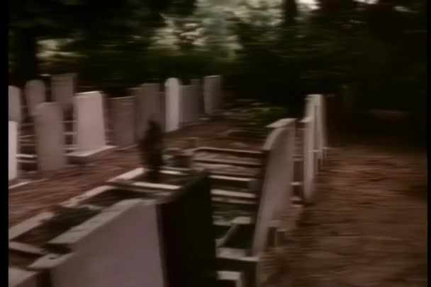 Скорбящие Похоронах Кладбище — стоковое видео