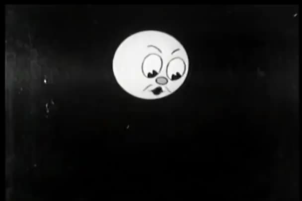 Cartoon Moon Making Faces Stock Footage