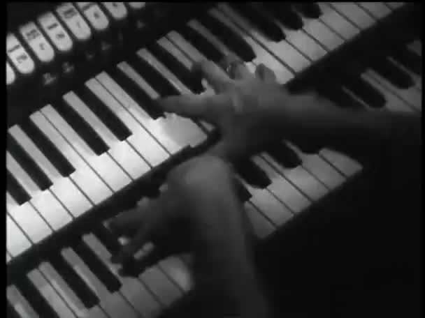High Angle View Woman Playing Pipe Organ 1960S Video Clip