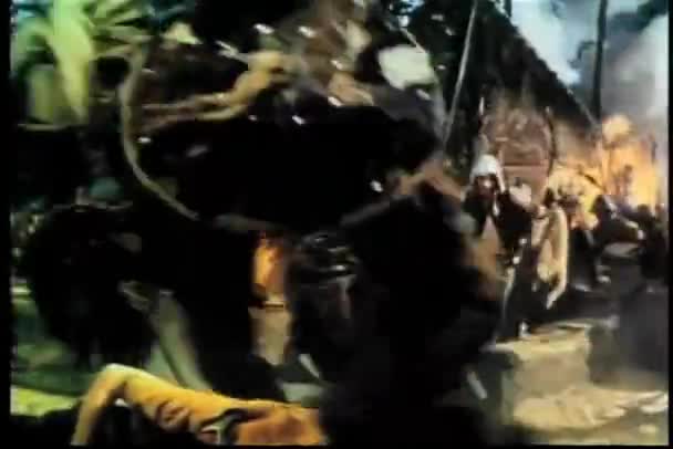 Vintage Video Vikings Invading Village — Stock Video