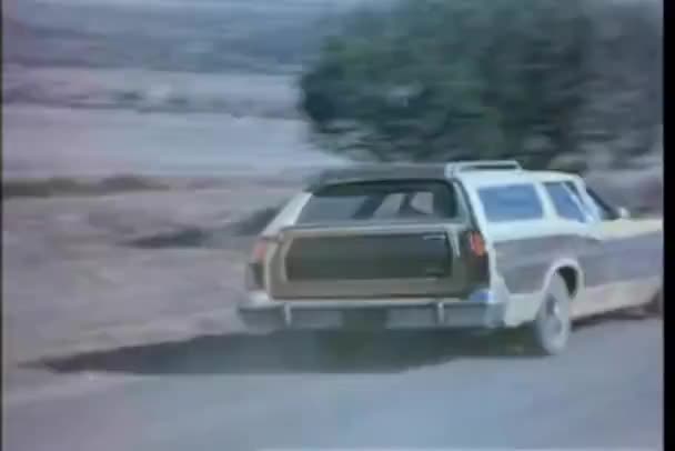 Rear View Station Wagon Driving Fast Country Road — Stock Video