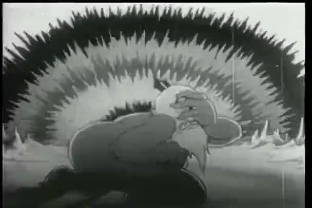 Vintage Tecknad Animation Arga Monster Smälter — Stockvideo