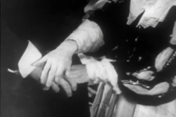 Medium Shot 17Th Century Woman Removing Man Hand Hers — Stock Video