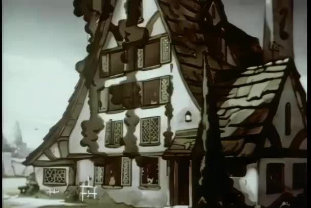 Мультфильм Пожаре Доме Поднимаясь Второй Этаж — стоковое видео