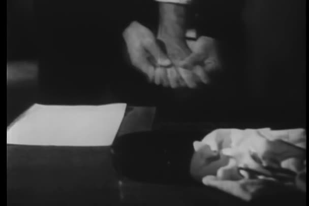 Medium Shot Man Taking Fingerprints White Paper — Stock Video