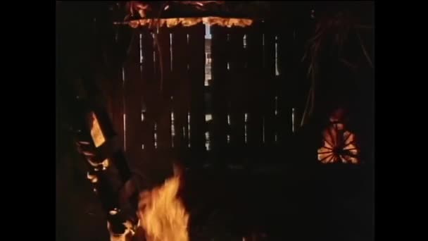 Хлопчик Собака Закінчуються Спалюванням Сараю Фермі 1950 — стокове відео