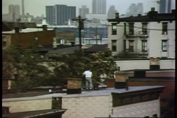 Panoramik Şehir Manzarası Çatıları — Stok video