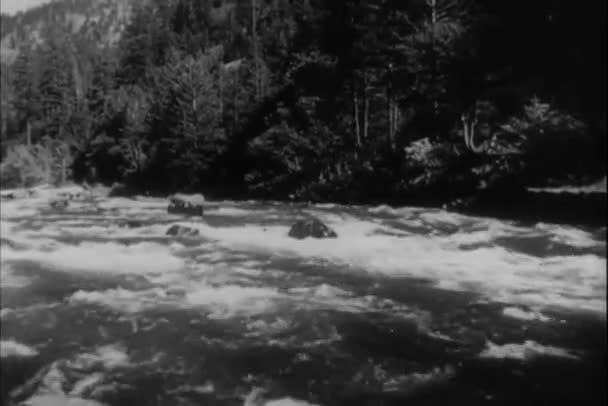 Canoe Împușcate Care Traversează Apele Albe — Videoclip de stoc