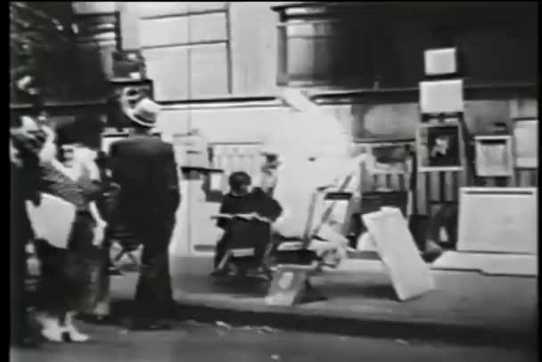 Utomhus Konstmarknaden Soho New York City 1930 Talet — Stockvideo