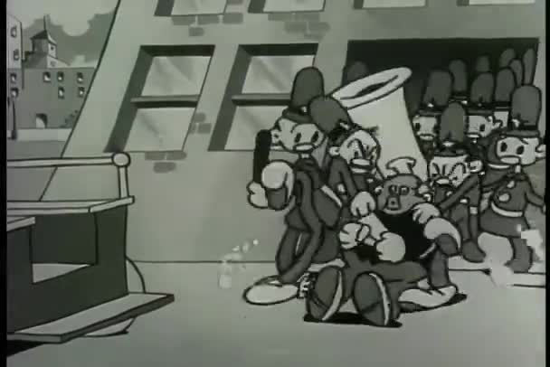 Vintage Rajzfilm Animáció Rendőrség Letartóztató Zenész — Stock videók