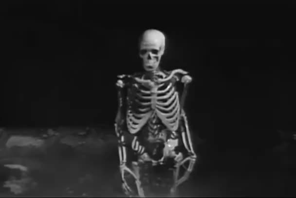 Esqueleto Emergiendo Del Agua Turbia 1950 — Vídeos de Stock
