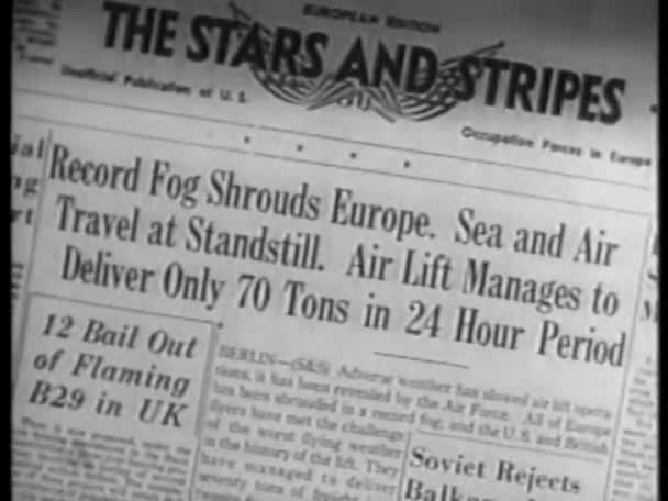 Stars Stripes Newspaper Headline 1940S — Stock Video