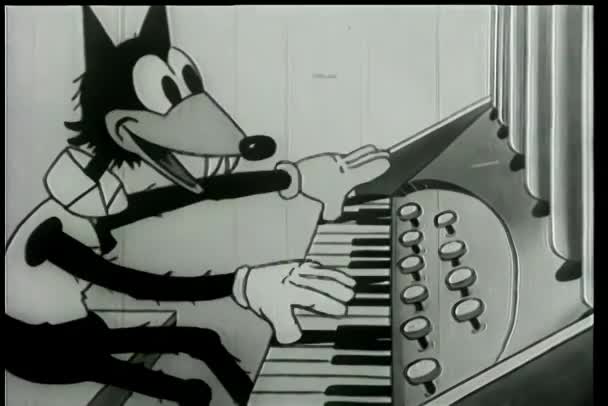 Wolf Tocando Órgão Animação — Vídeo de Stock