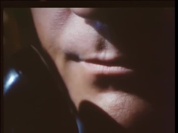 Closeup Man Talking Telephone 1970S — Stock Video