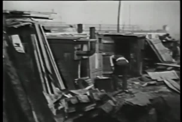 Shanty Town 1930 Ların Görüntüleri — Stok video