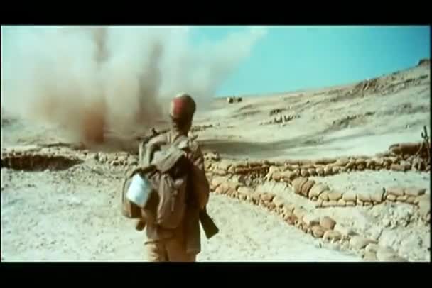 Soldier Pushing Comrade Trench His Life — Stock Video