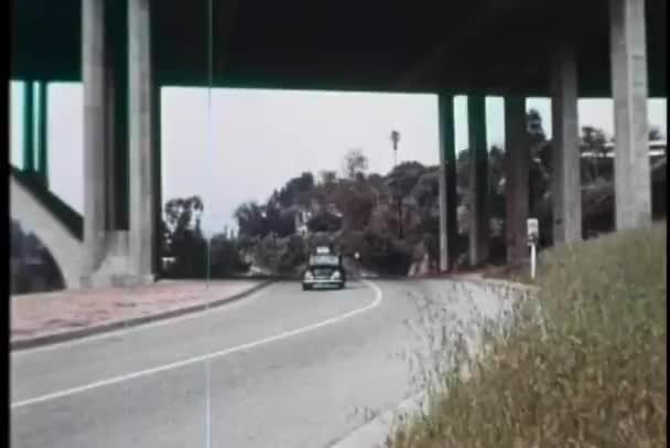 Polizeiauto Fährt Hintergrund Unter Brücke — Stockvideo