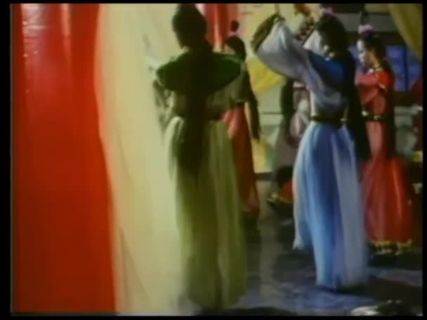 宮殿で踊る伝統的な服装の女性 — ストック動画