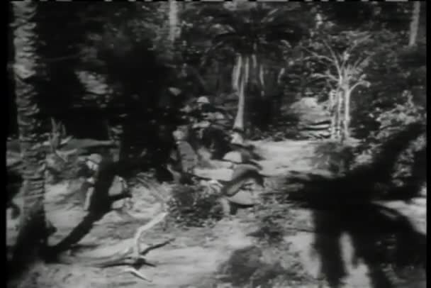 Katona Támadó Ellenséges Központja Trópusi Sziget Történelmi Reenactment — Stock videók