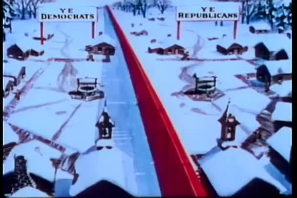 Карикатура Разделенную Деревню Демократов Республиканцев — стоковое видео
