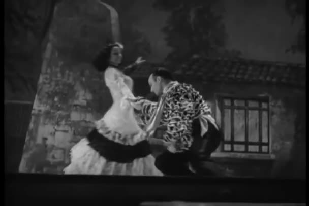 Artistas Trajes Espanhóis Dançando Palco — Vídeo de Stock