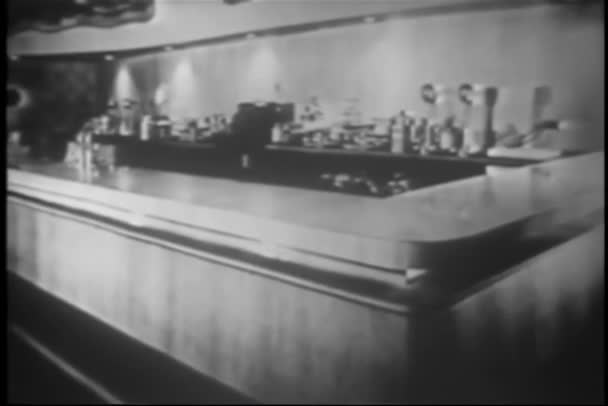 Plan Large Comptoir Vide Dans Restaurant Vintage — Video